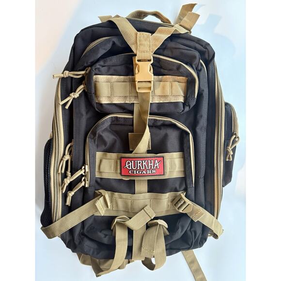 Gurkha Cigars Tactical Backpack Black Tan Multiple Pockets K. Hansotia & Co - Picture 1 of 6